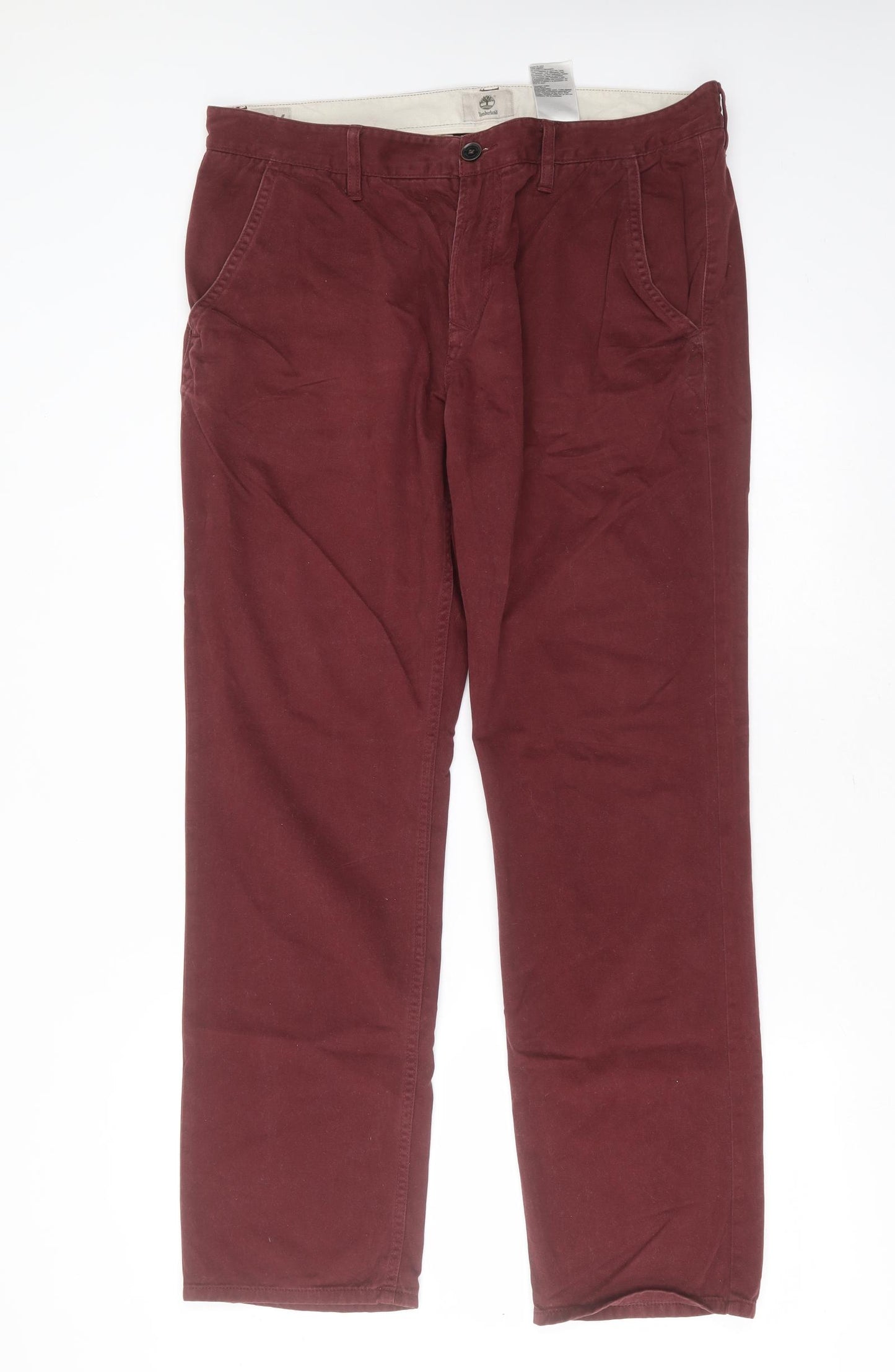 Timberland Womens Red  Cotton Chino Trousers Size 36 in L31 in Regular Zip - burgundy