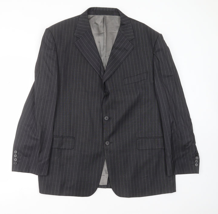 Marks and Spencer Mens Grey Striped Wool Jacket Suit Jacket Size 46