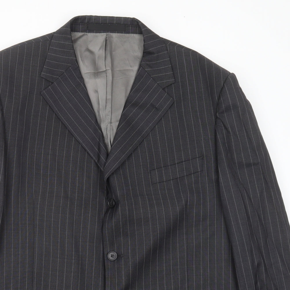 Marks and Spencer Mens Grey Striped Wool Jacket Suit Jacket Size 46