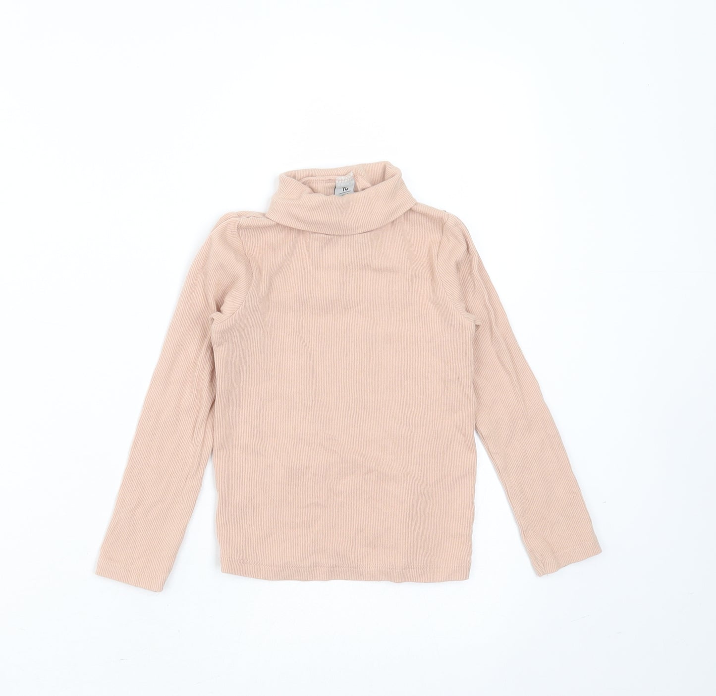 TU Girls Pink  Cotton Basic T-Shirt Size 3-4 Years Roll Neck