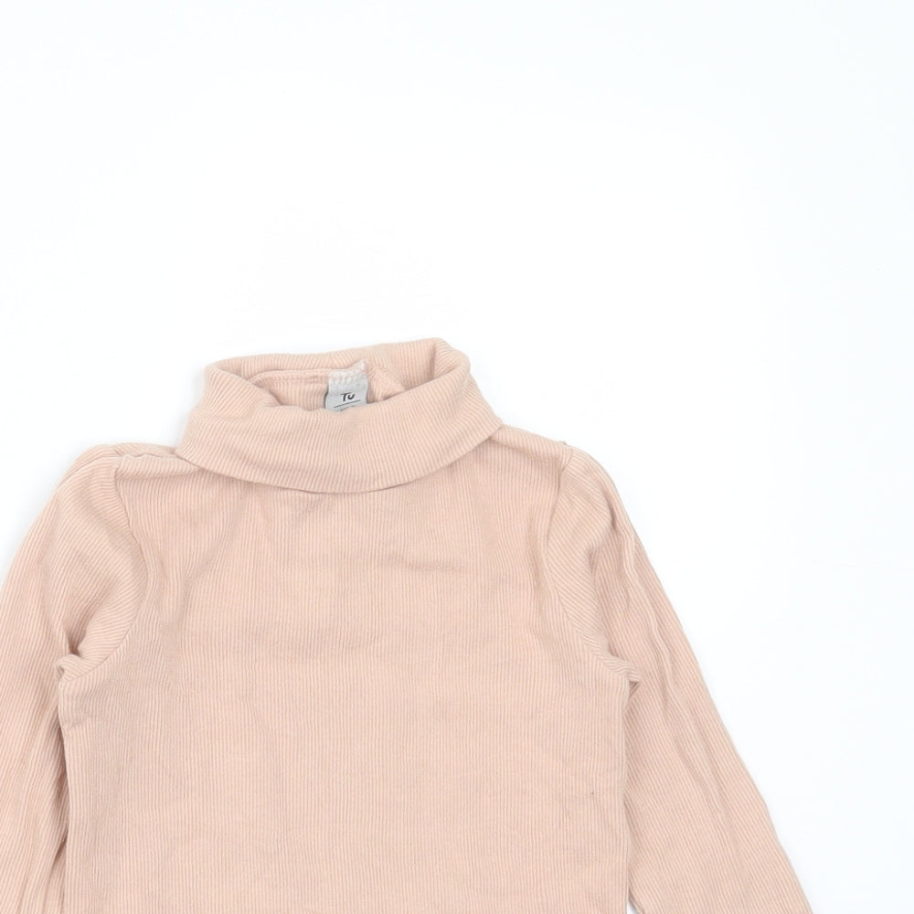TU Girls Pink  Cotton Basic T-Shirt Size 3-4 Years Roll Neck