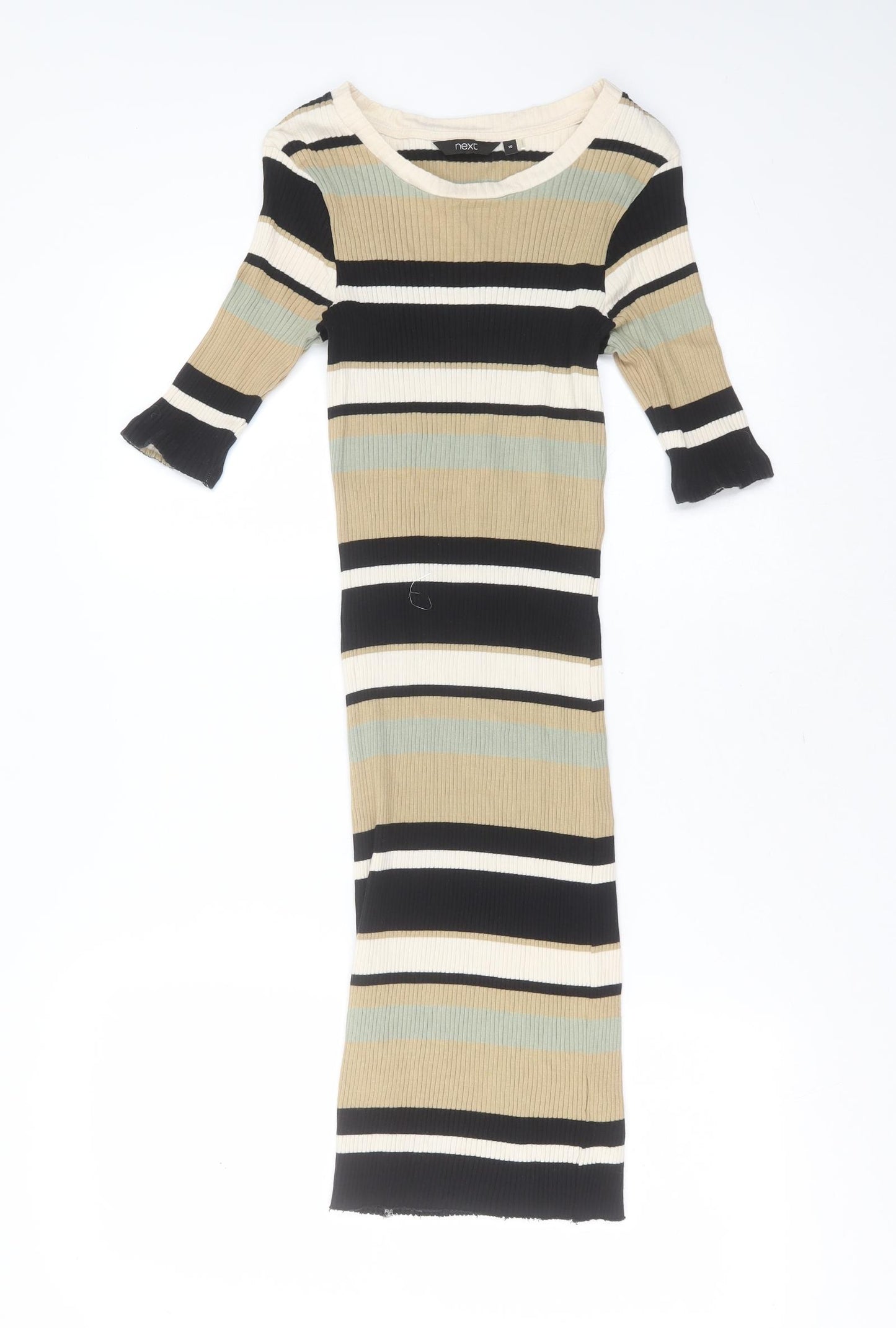 NEXT Girls Multicoloured Striped Cotton T-Shirt Dress  Size 10 Years  Round Neck