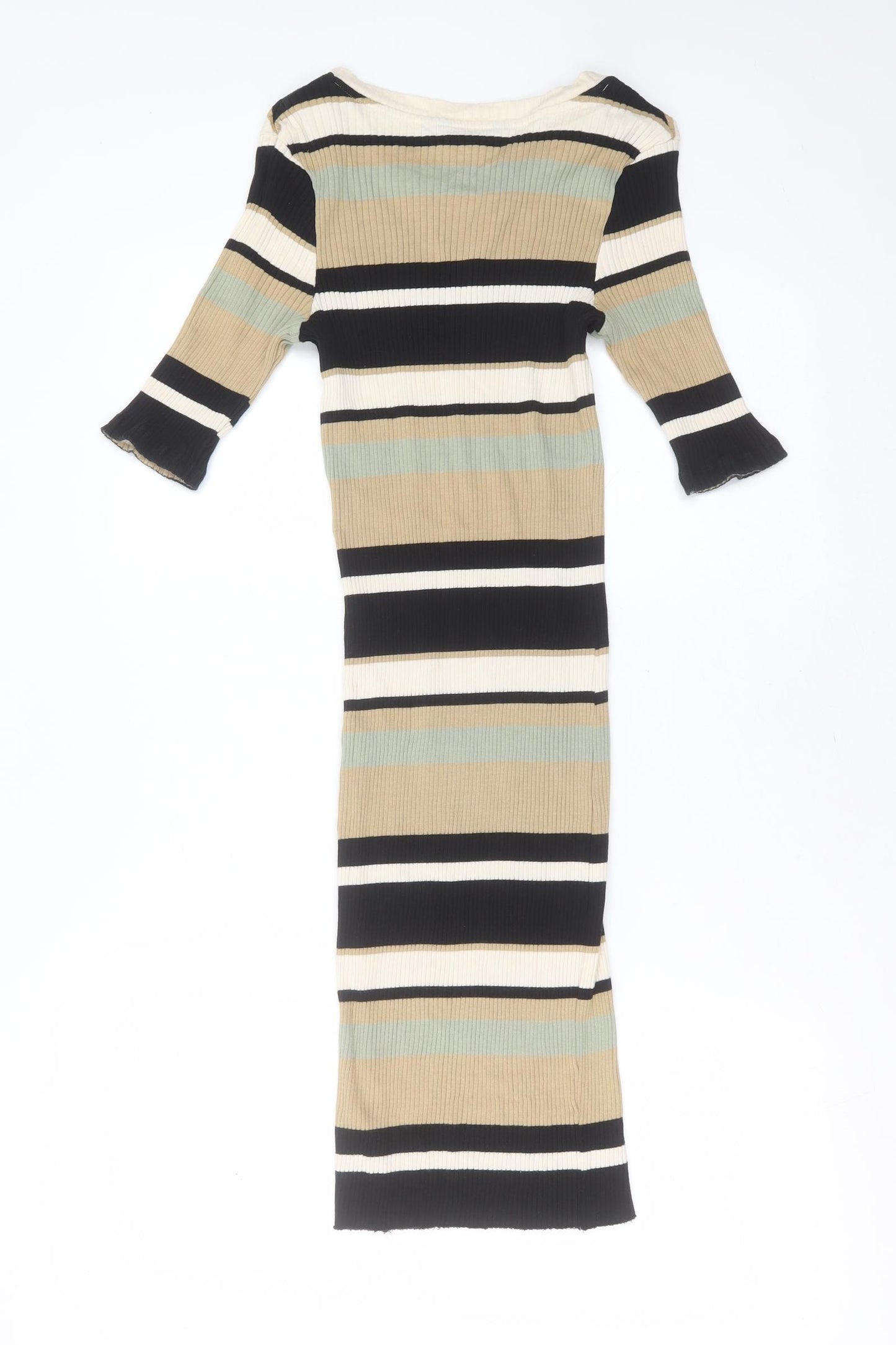 NEXT Girls Multicoloured Striped Cotton T-Shirt Dress  Size 10 Years  Round Neck