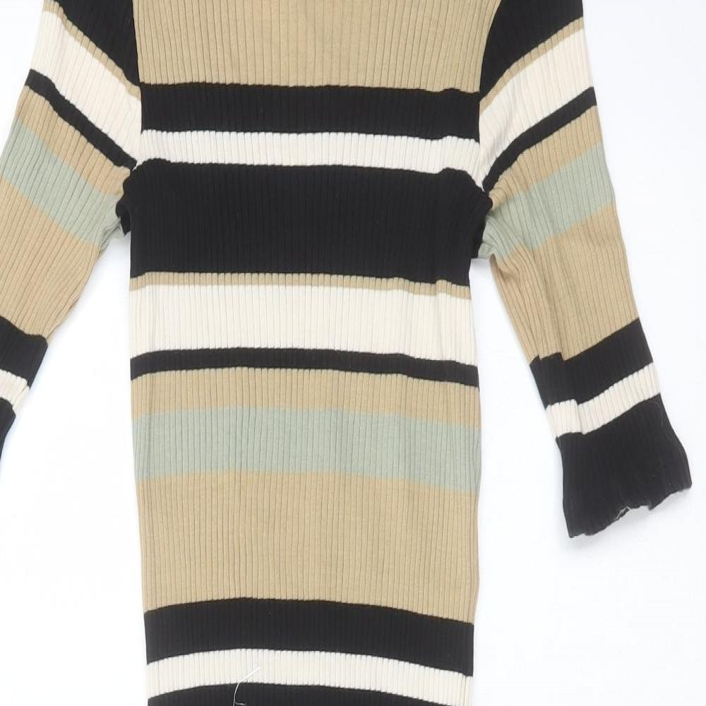 NEXT Girls Multicoloured Striped Cotton T-Shirt Dress  Size 10 Years  Round Neck
