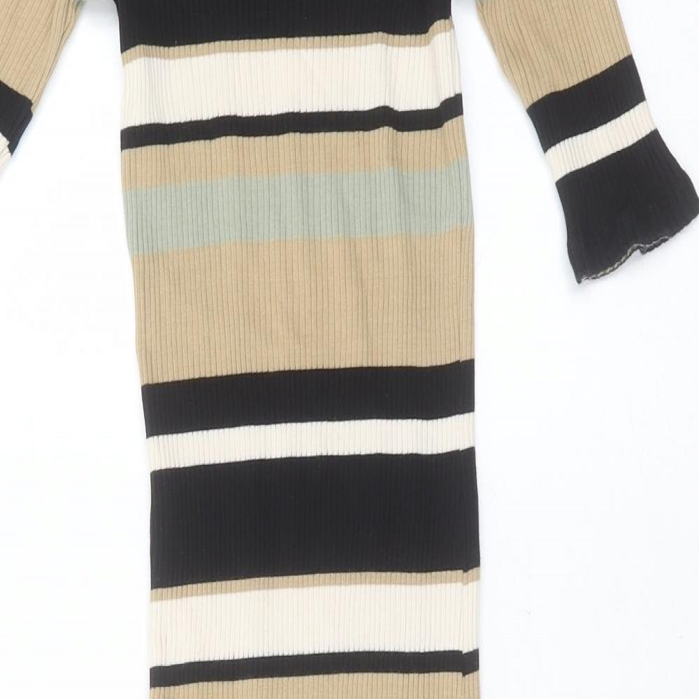 NEXT Girls Multicoloured Striped Cotton T-Shirt Dress  Size 10 Years  Round Neck