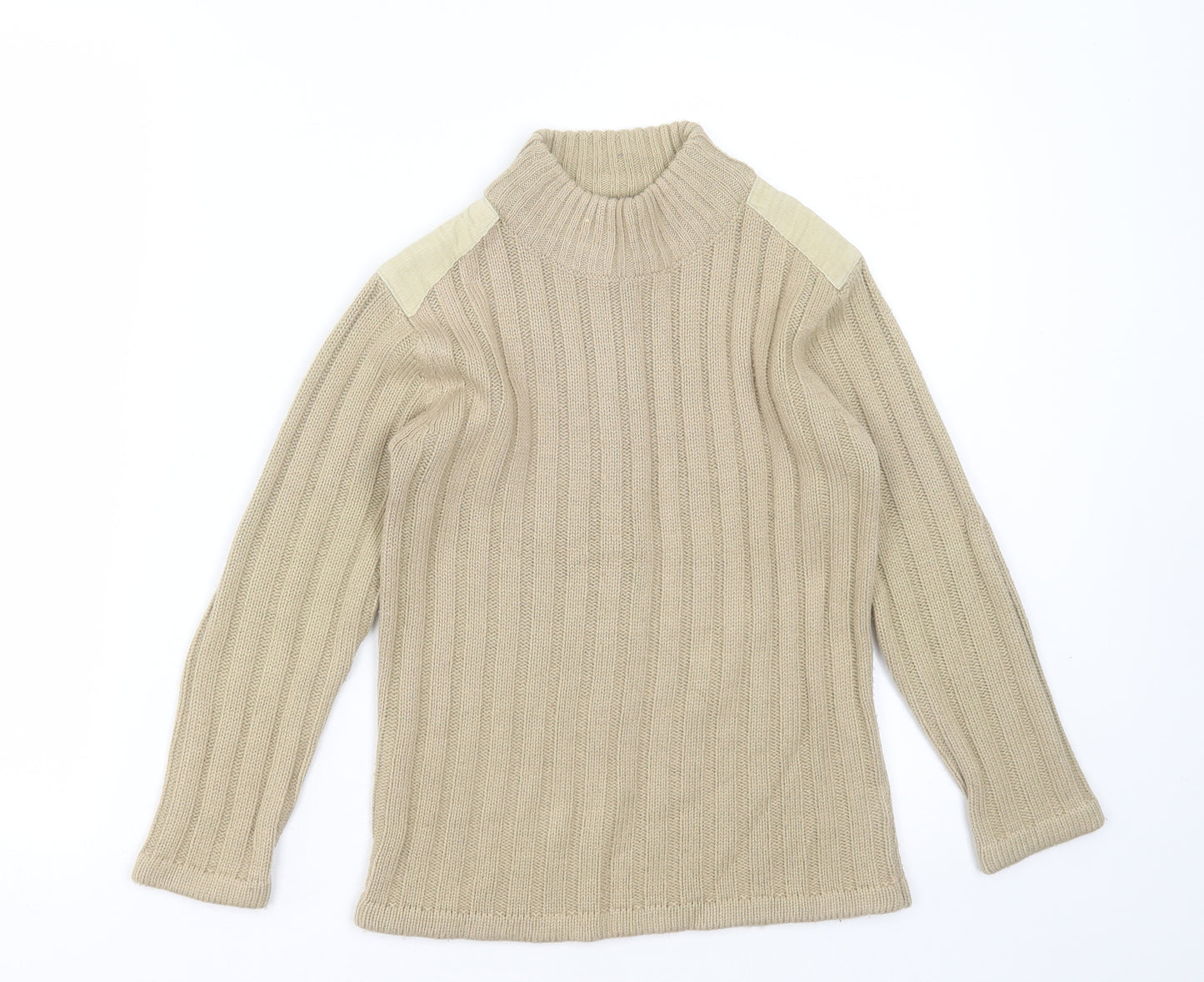 Cherokee Boys Beige Round Neck Striped Acrylic Pullover Jumper Size 8-9 Years