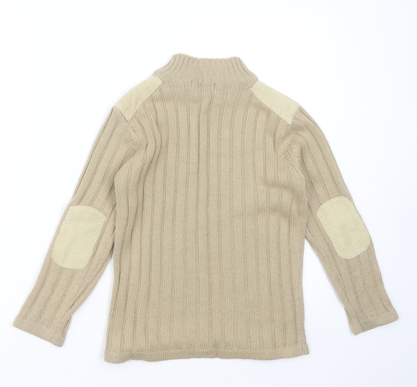 Cherokee Boys Beige Round Neck Striped Acrylic Pullover Jumper Size 8-9 Years