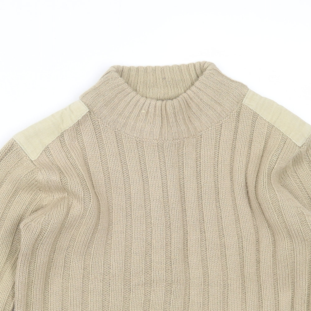 Cherokee Boys Beige Round Neck Striped Acrylic Pullover Jumper Size 8-9 Years