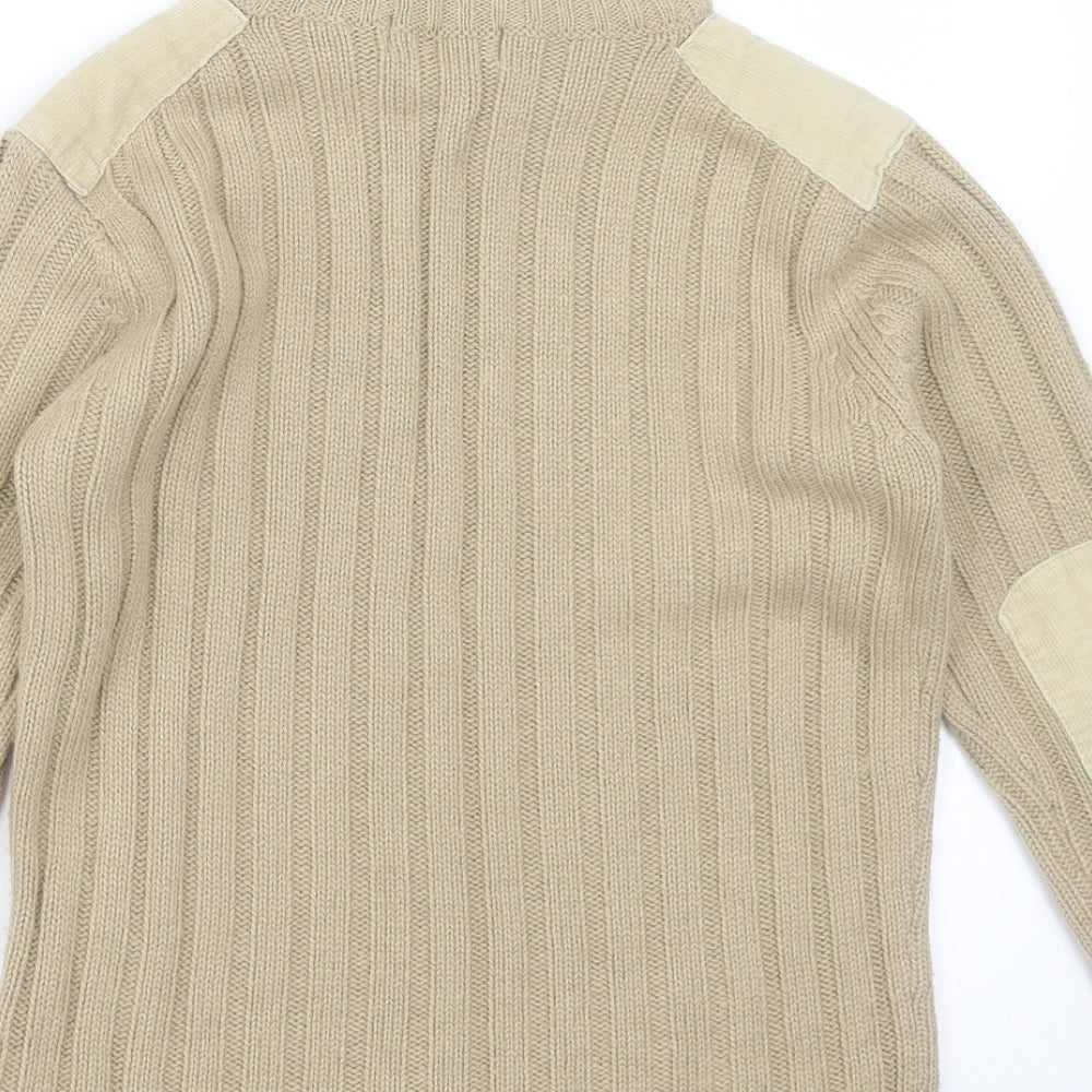 Cherokee Boys Beige Round Neck Striped Acrylic Pullover Jumper Size 8-9 Years