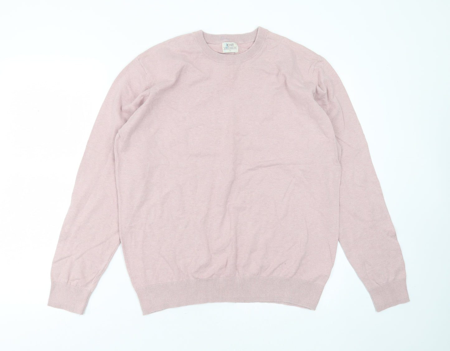 ACW85 Mens Pink Round Neck  Cotton Pullover Jumper Size L