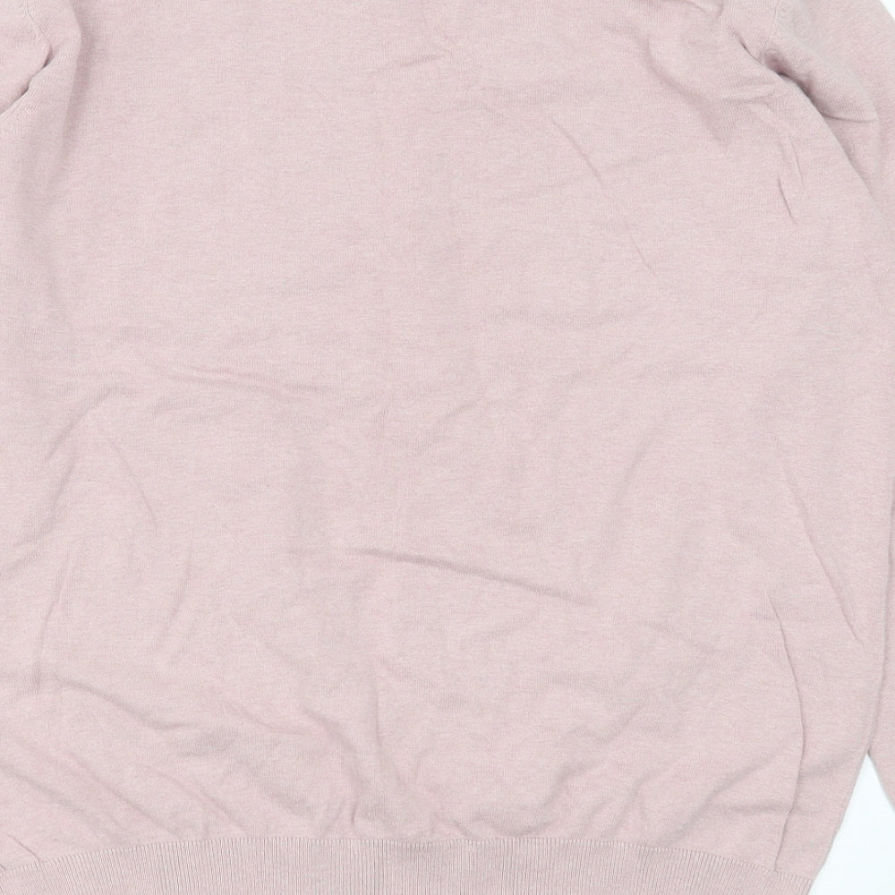 ACW85 Mens Pink Round Neck  Cotton Pullover Jumper Size L