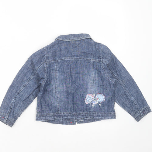 NEXT Girls Blue Floral  Jacket  Size 2-3 Years  Zip - Floral embroidery