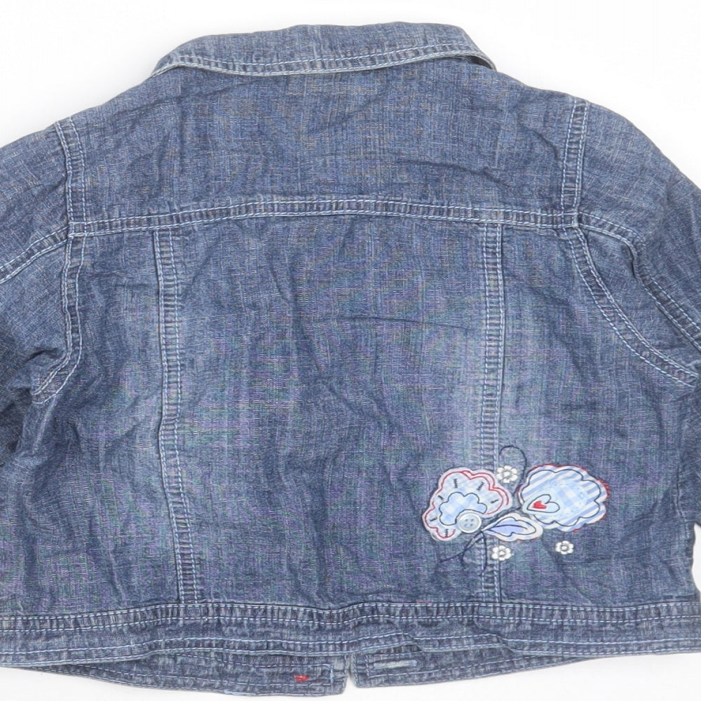 NEXT Girls Blue Floral  Jacket  Size 2-3 Years  Zip - Floral embroidery