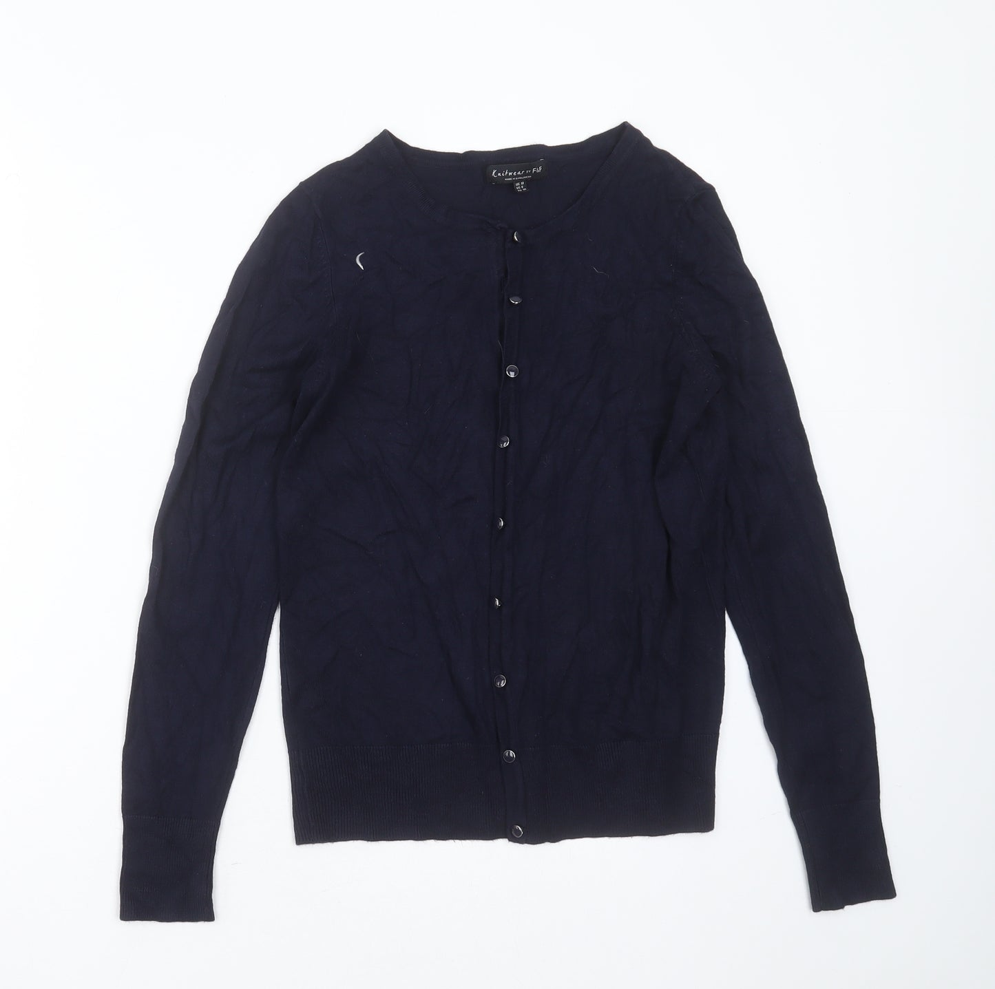 F&F Womens Blue Round Neck  Polyester Cardigan Jumper Size 10