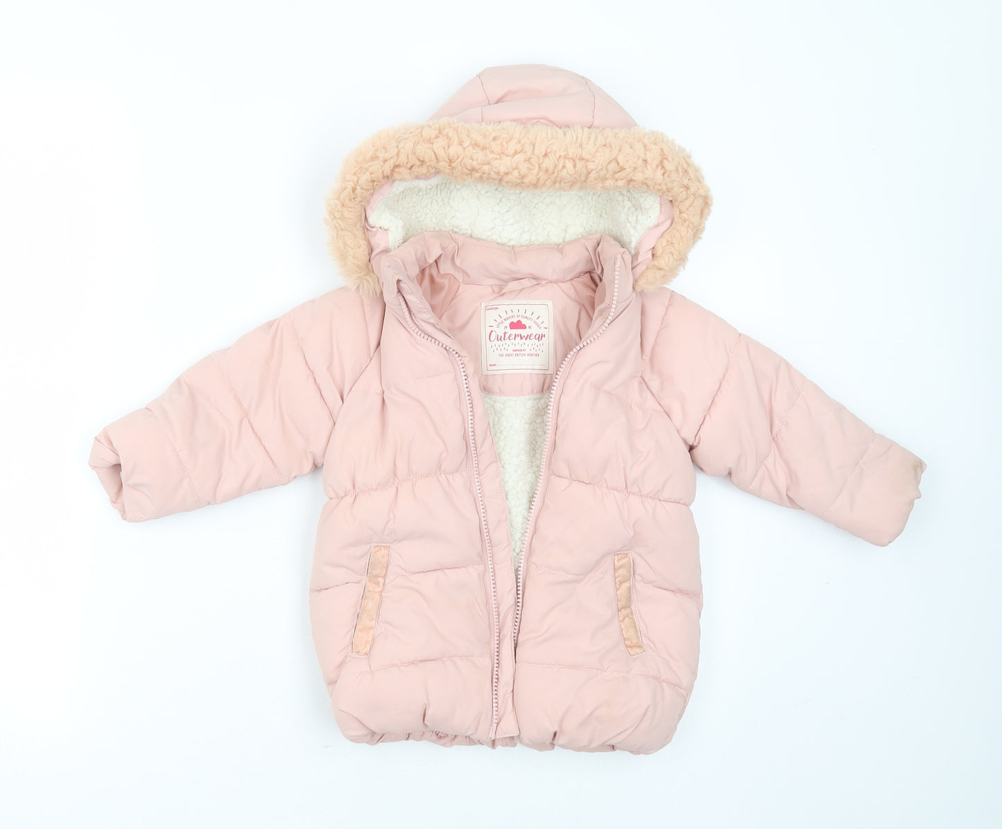 George Girls Pink   Puffer Jacket Coat Size 12-18 Months   Zip