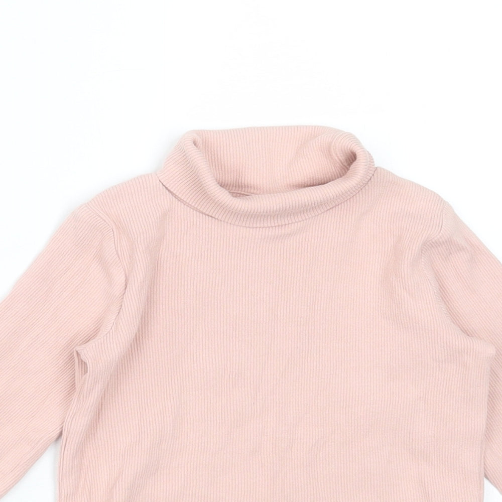 NEXT Girls Pink  Cotton Basic T-Shirt Size 18-24 Months Roll Neck