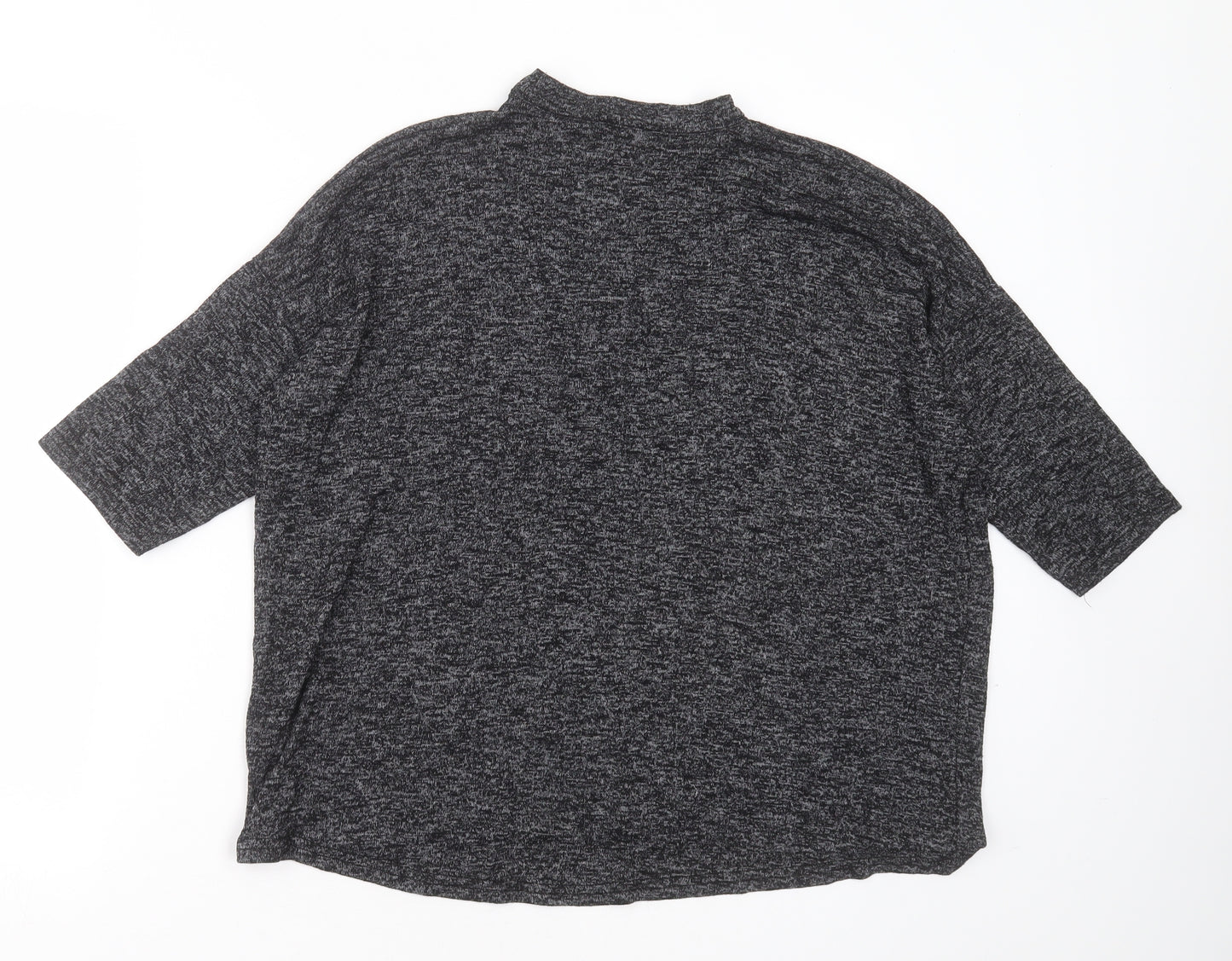 New Look Womens Grey V-Neck  Viscose Pullover Jumper Size M   - Choker style neck