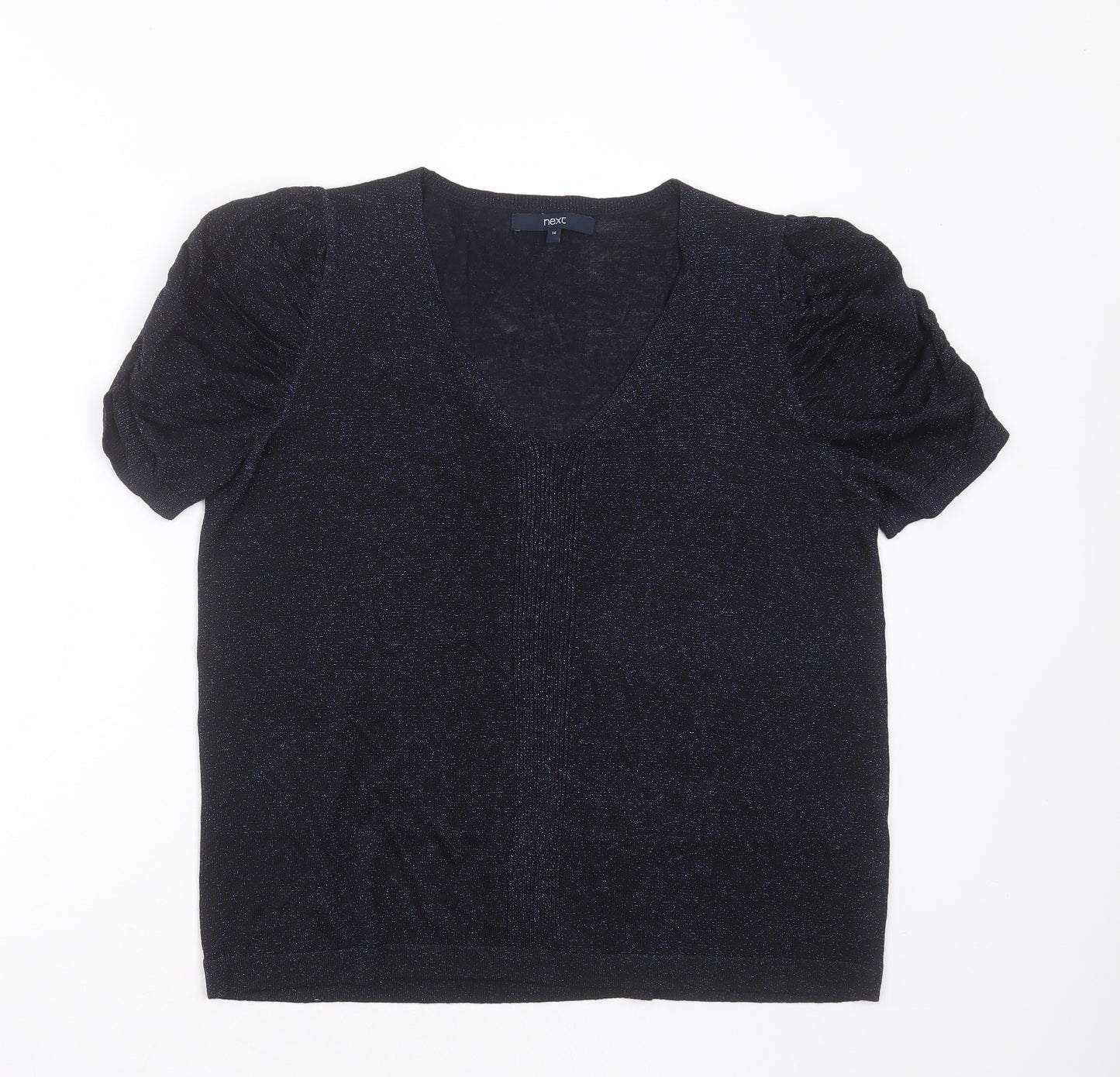 NEXT Womens Blue V-Neck  Viscose Pullover Jumper Size 14   - glittery