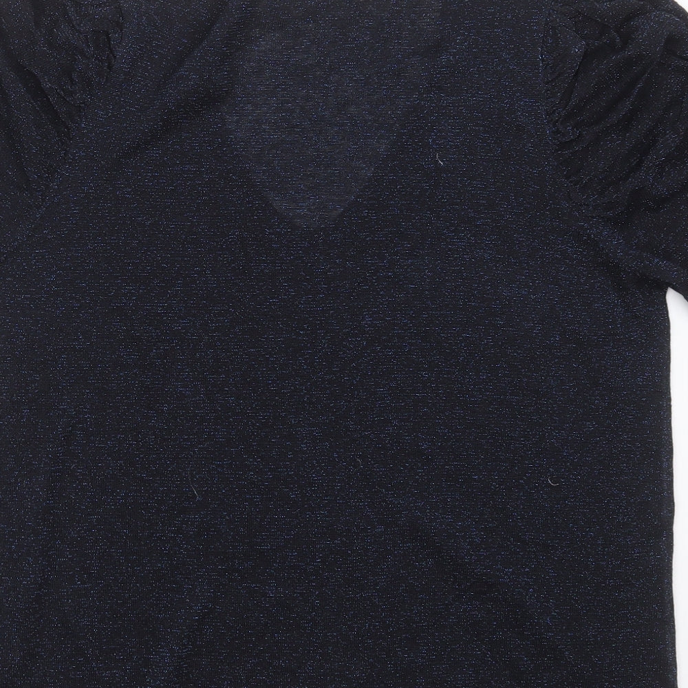 NEXT Womens Blue V-Neck  Viscose Pullover Jumper Size 14   - glittery