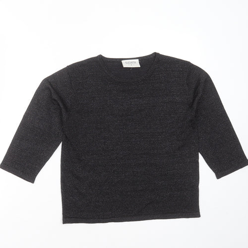 Suchita Womens Black Round Neck  Viscose Pullover Jumper Size S