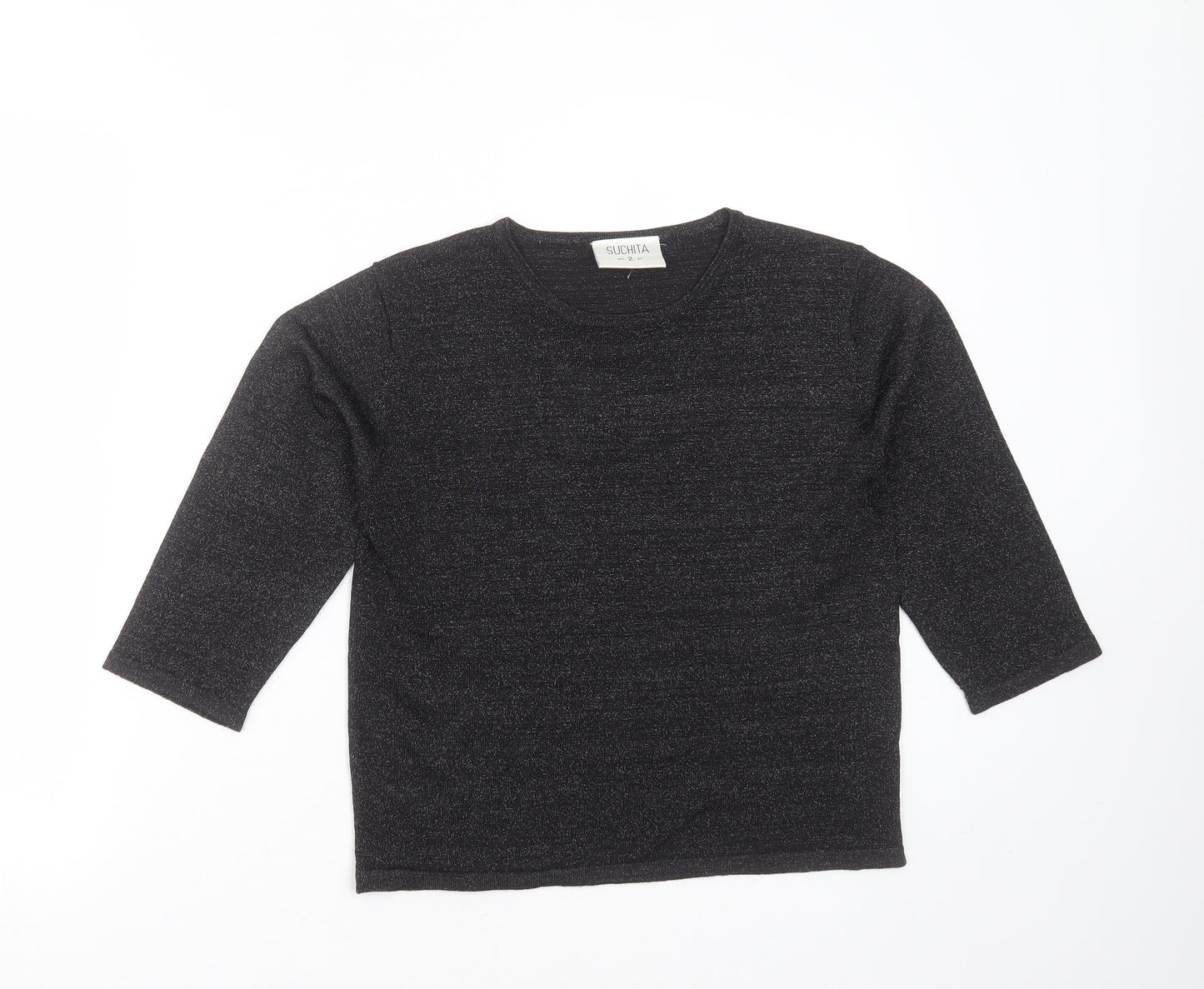 Suchita Womens Black Round Neck  Viscose Pullover Jumper Size S