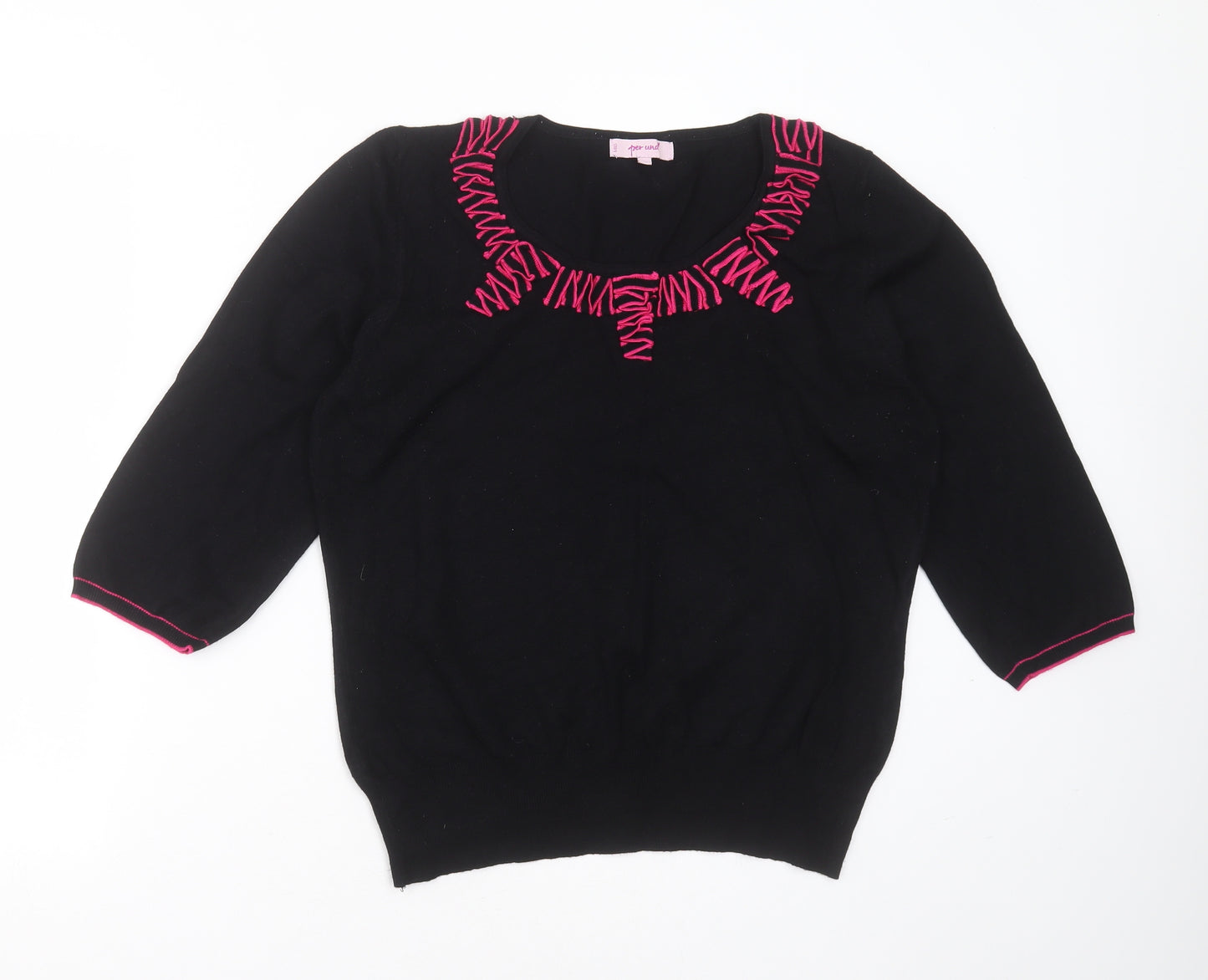 Marks and Spencer Womens Black Round Neck  Polyester Pullover Jumper Size 16