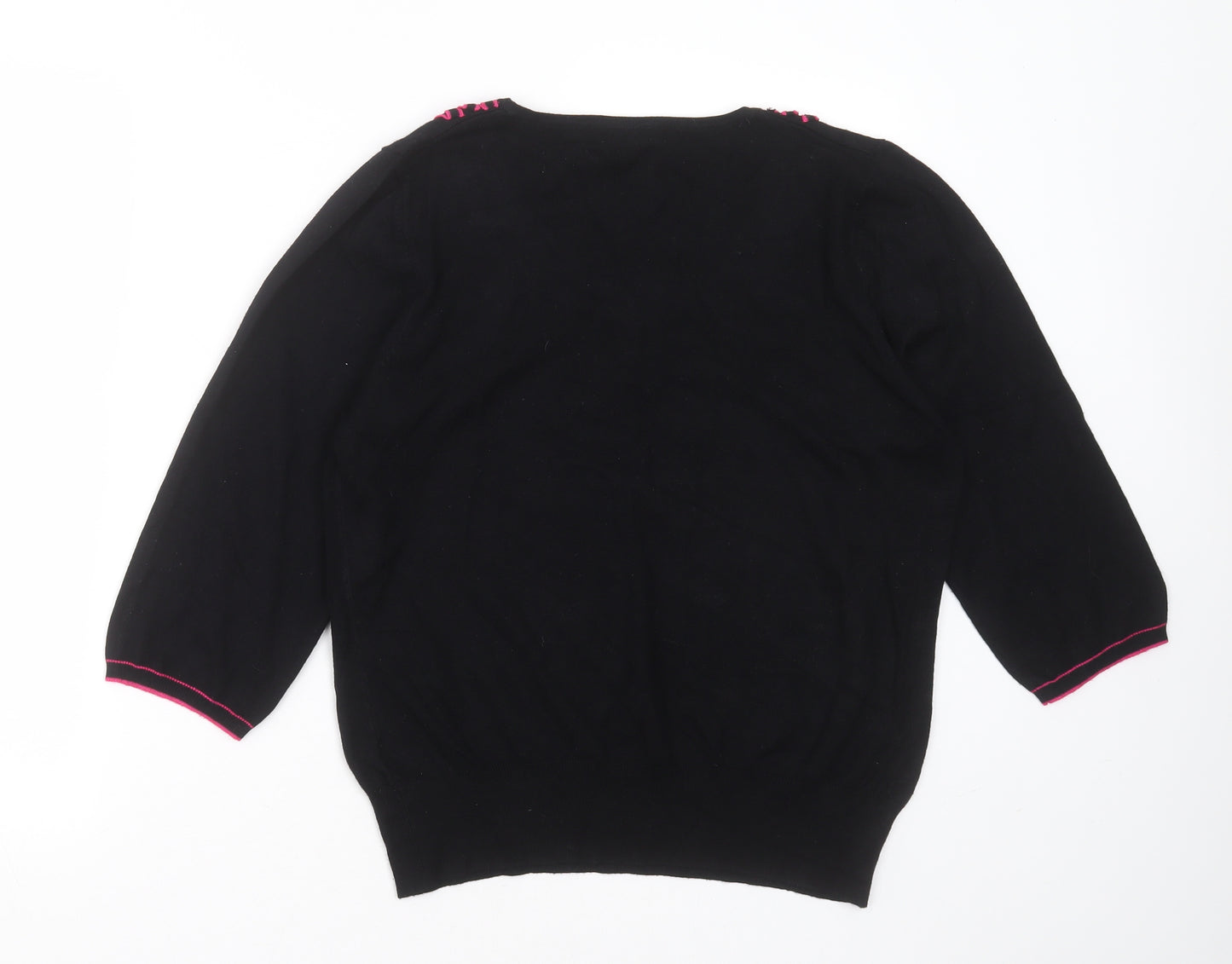 Marks and Spencer Womens Black Round Neck  Polyester Pullover Jumper Size 16