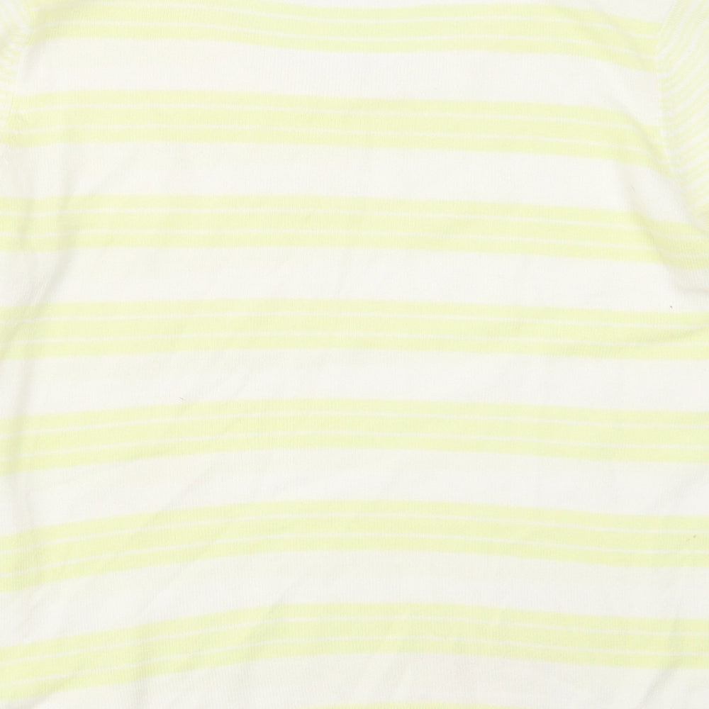 Marks and Spencer Womens Yellow Round Neck Striped Acrylic Pullover Jumper Size 12