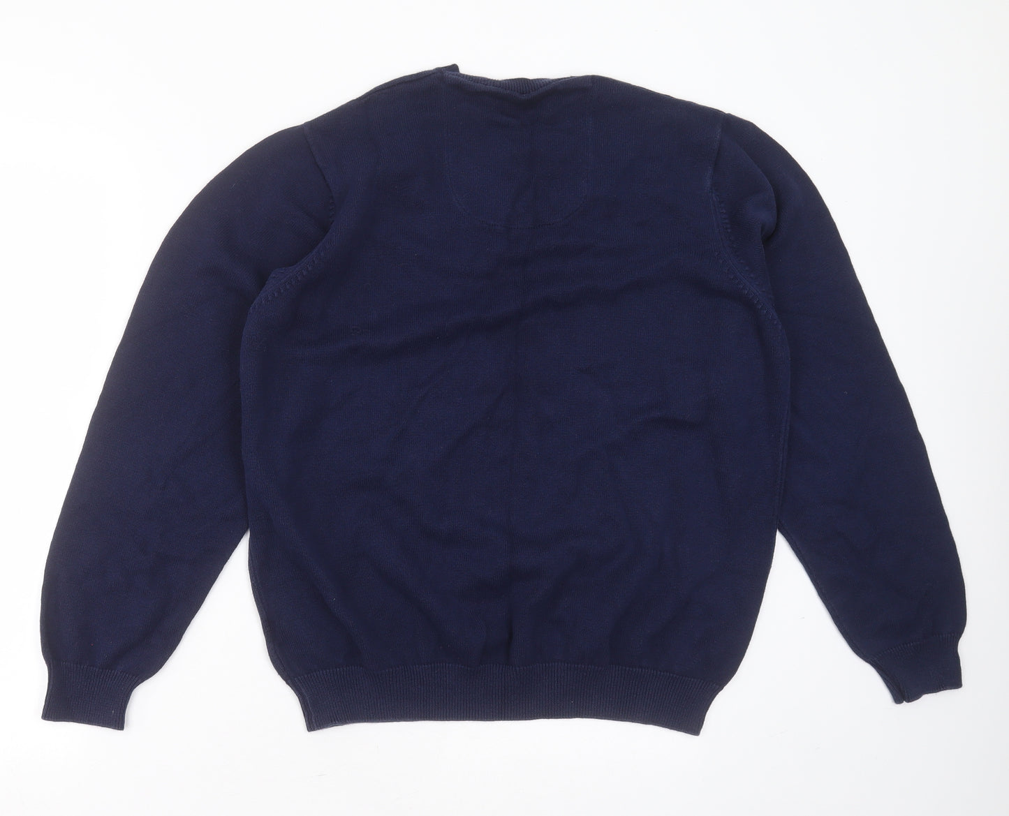 Marks and Spencer Mens Blue V-Neck  Cotton Pullover Jumper Size L
