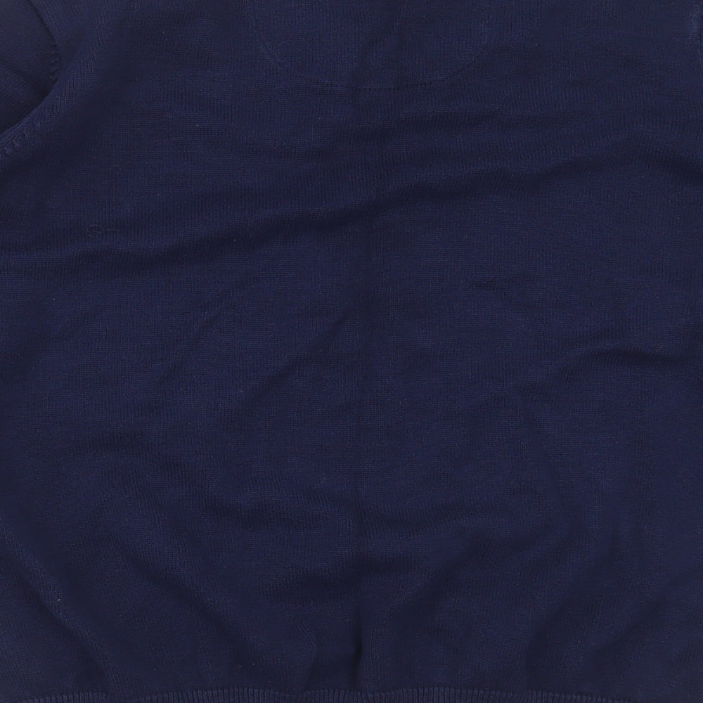 Marks and Spencer Mens Blue V-Neck  Cotton Pullover Jumper Size L