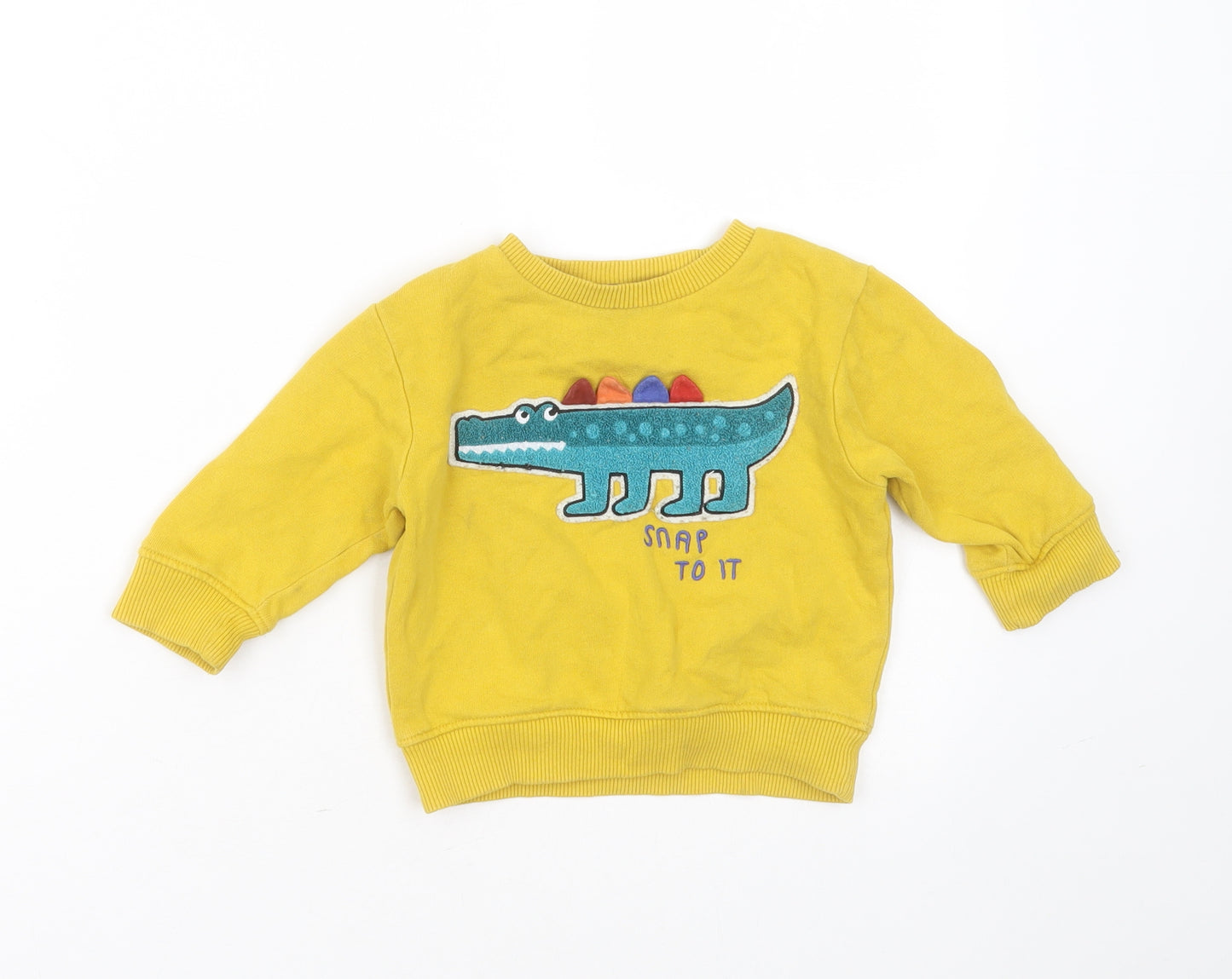 NEXT Baby Yellow  Cotton Pullover Jumper Size 9-12 Months   - Crocodile