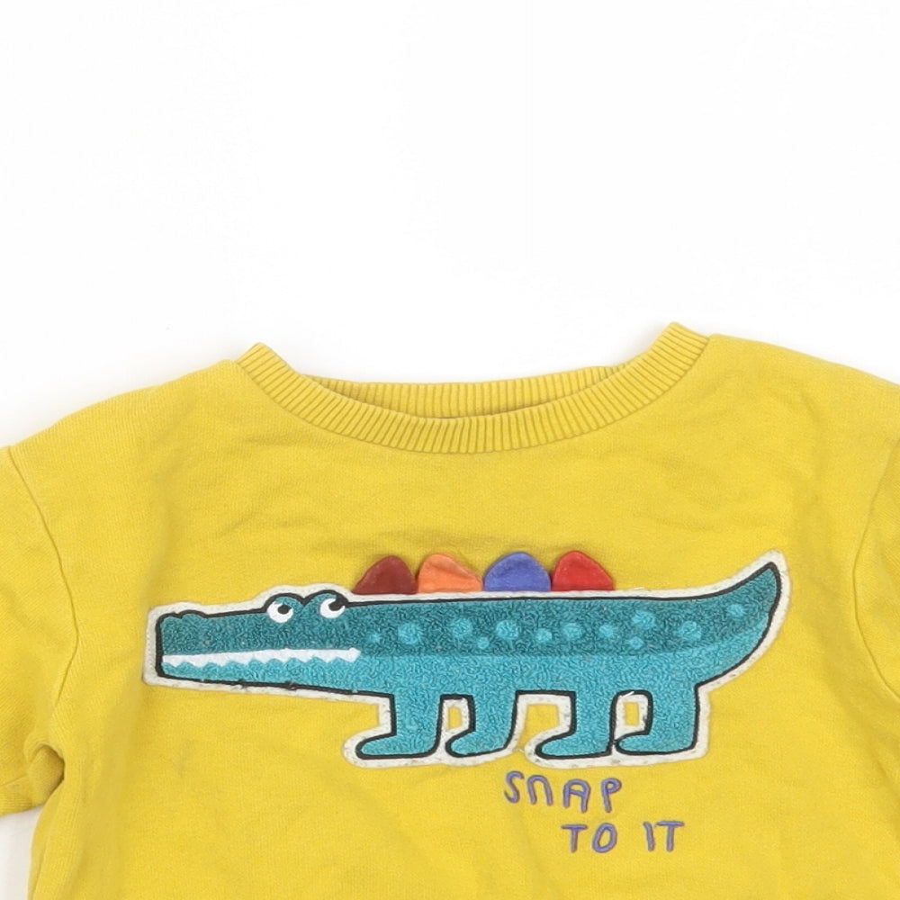 NEXT Baby Yellow  Cotton Pullover Jumper Size 9-12 Months   - Crocodile