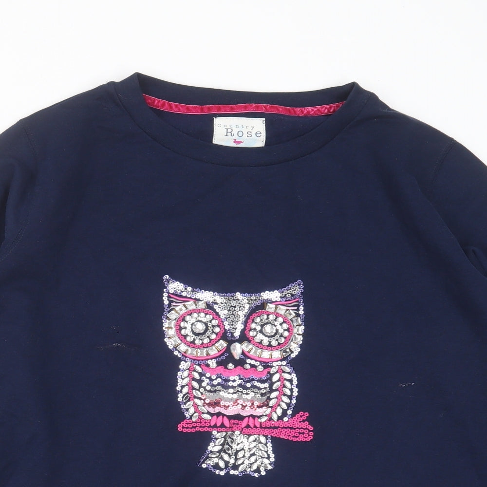 COUNTRY ROSE Womens Blue  Cotton Pullover Sweatshirt Size M   - owl