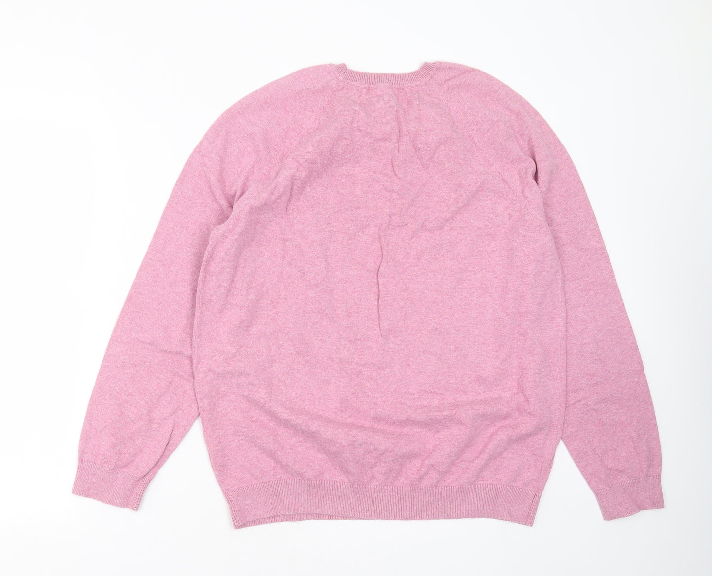 Red Herring Mens Pink Round Neck  Cotton Pullover Jumper Size L
