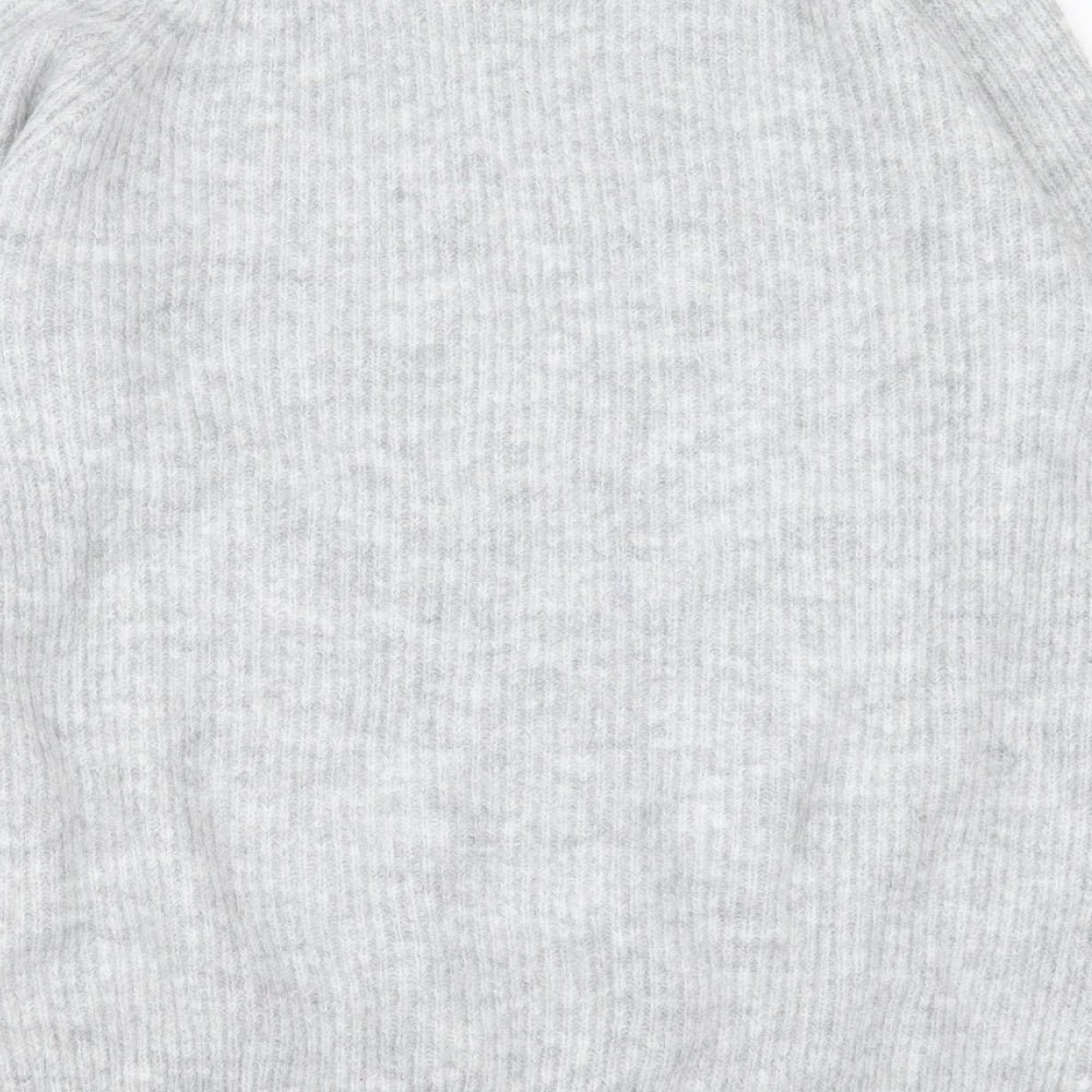 Primark Womens Grey Round Neck Striped Acrylic Pullover Jumper Size M