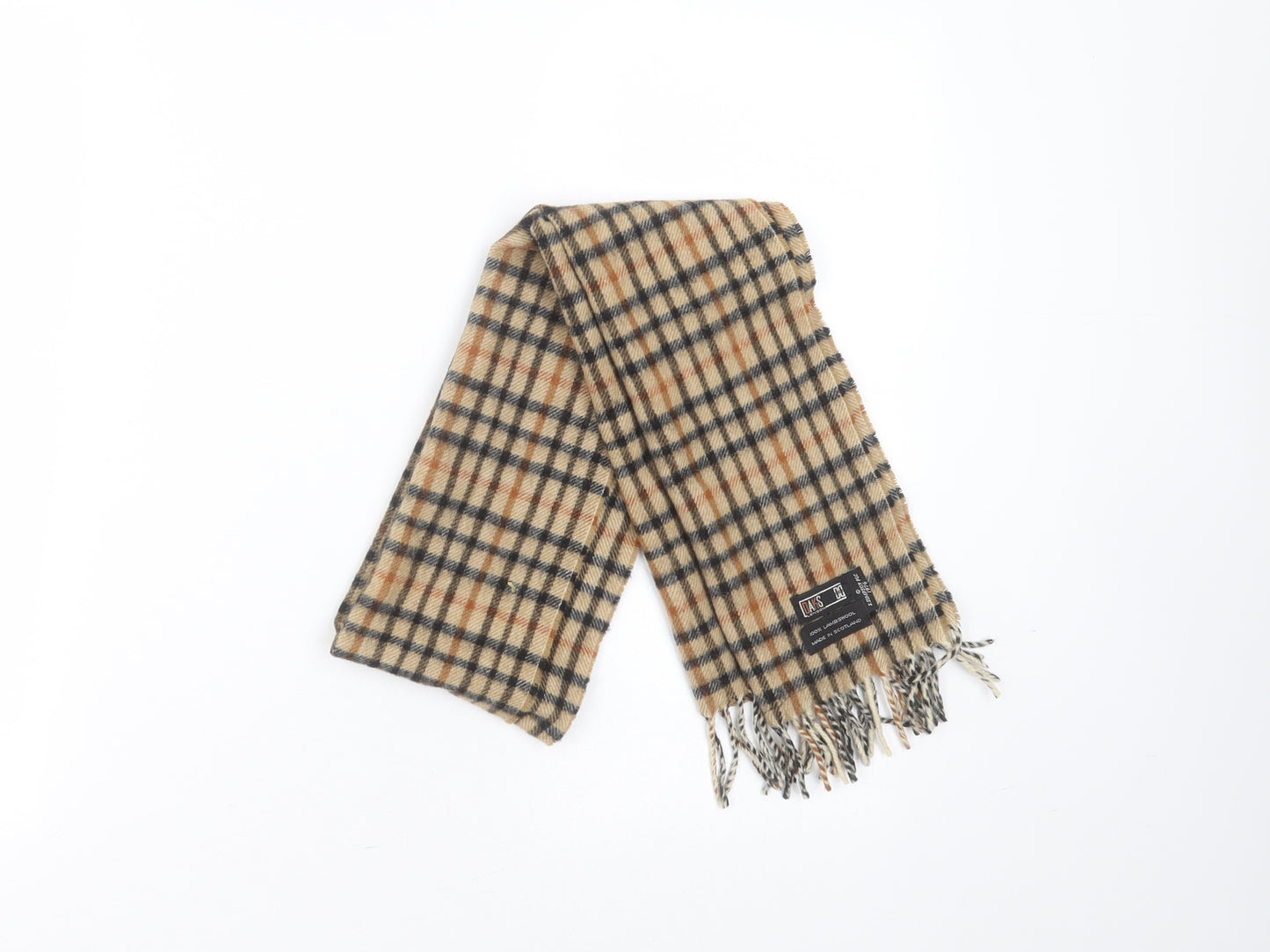 DAKS Womens Beige Check Wool  Scarf