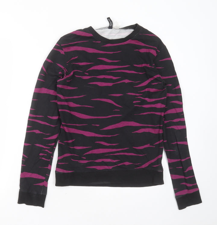 Divided by H&M Womens Black Geometric Cotton Pullover Sweatshirt Size XS