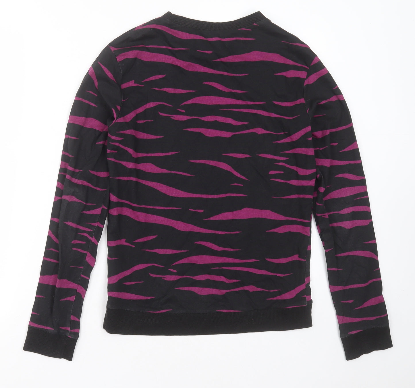 Divided by H&M Womens Black Geometric Cotton Pullover Sweatshirt Size XS