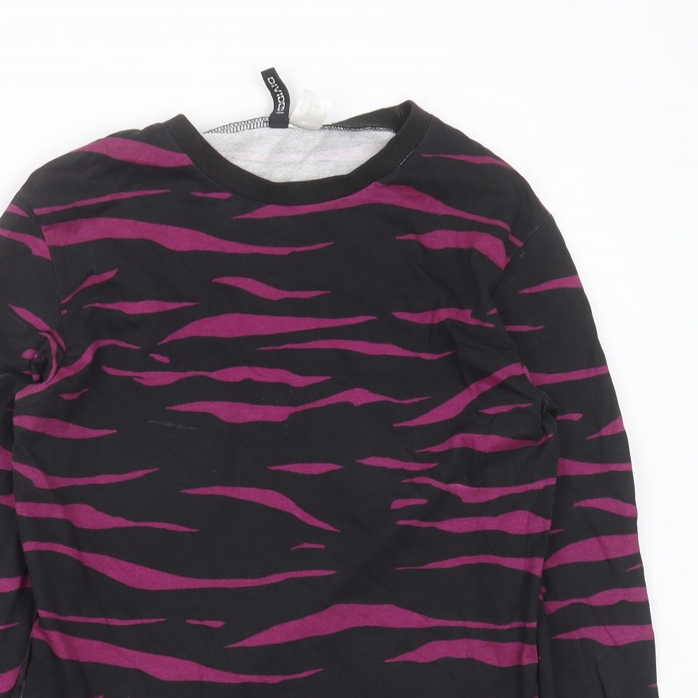 Divided by H&M Womens Black Geometric Cotton Pullover Sweatshirt Size XS