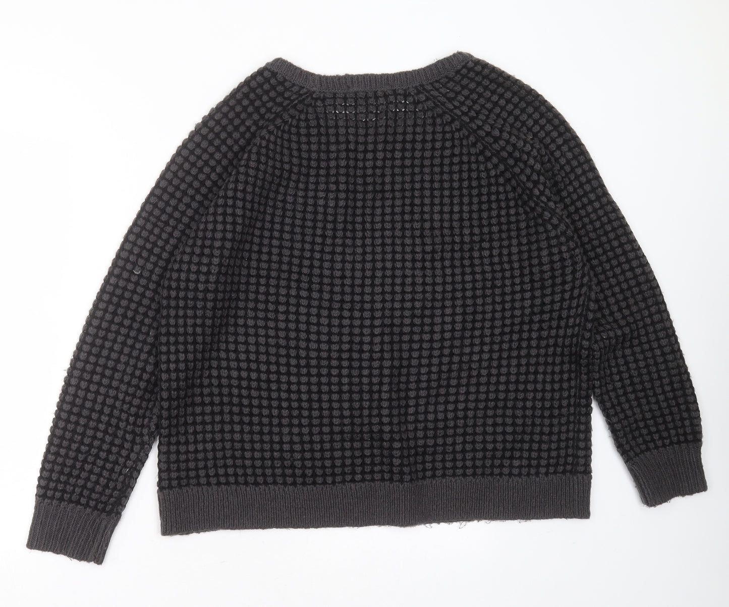 George Womens Grey Round Neck Striped Acrylic Pullover Jumper Size 16