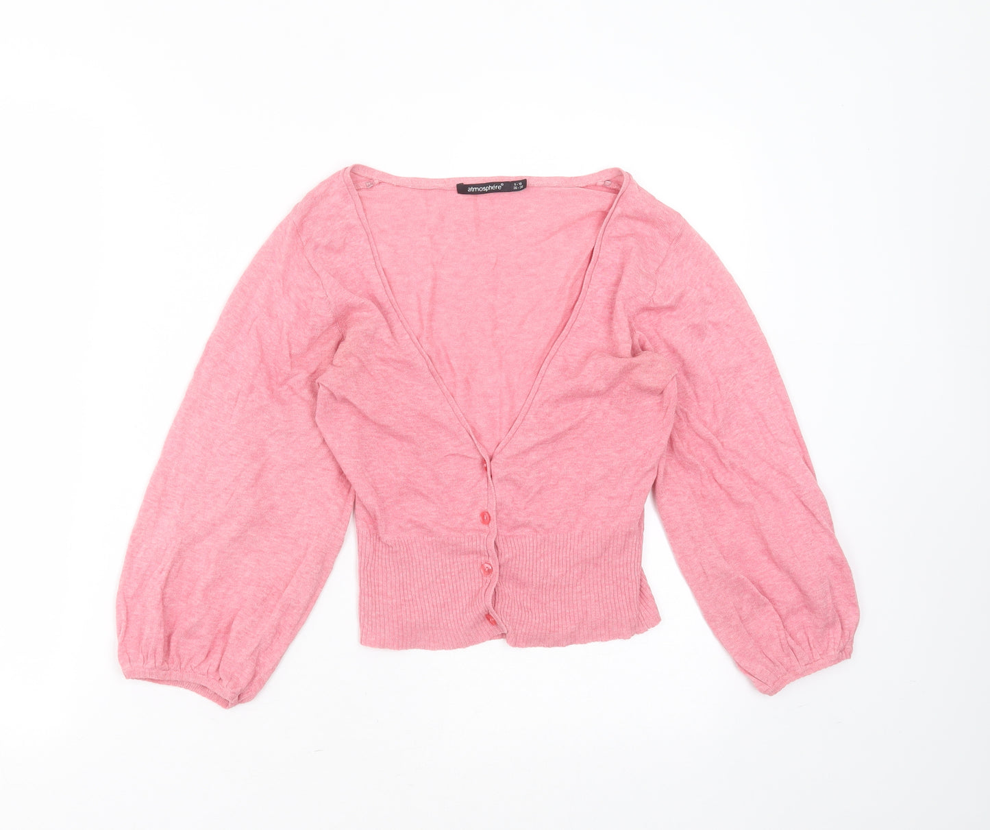 Primark Womens Pink V-Neck  Cotton Cardigan Jumper Size 8