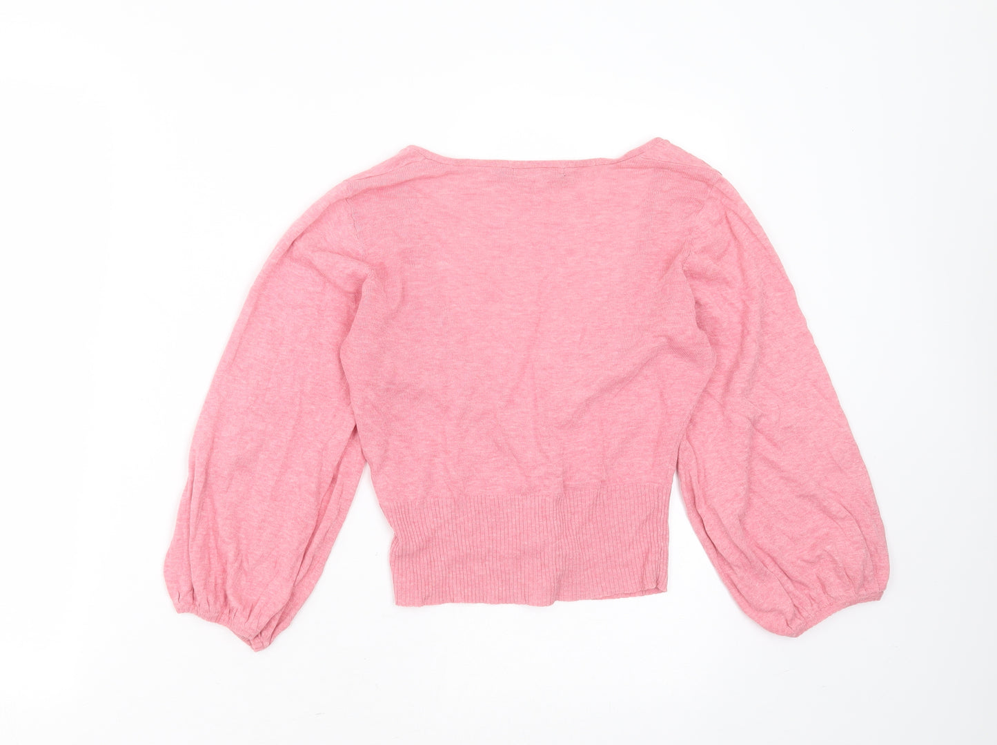 Primark Womens Pink V-Neck  Cotton Cardigan Jumper Size 8