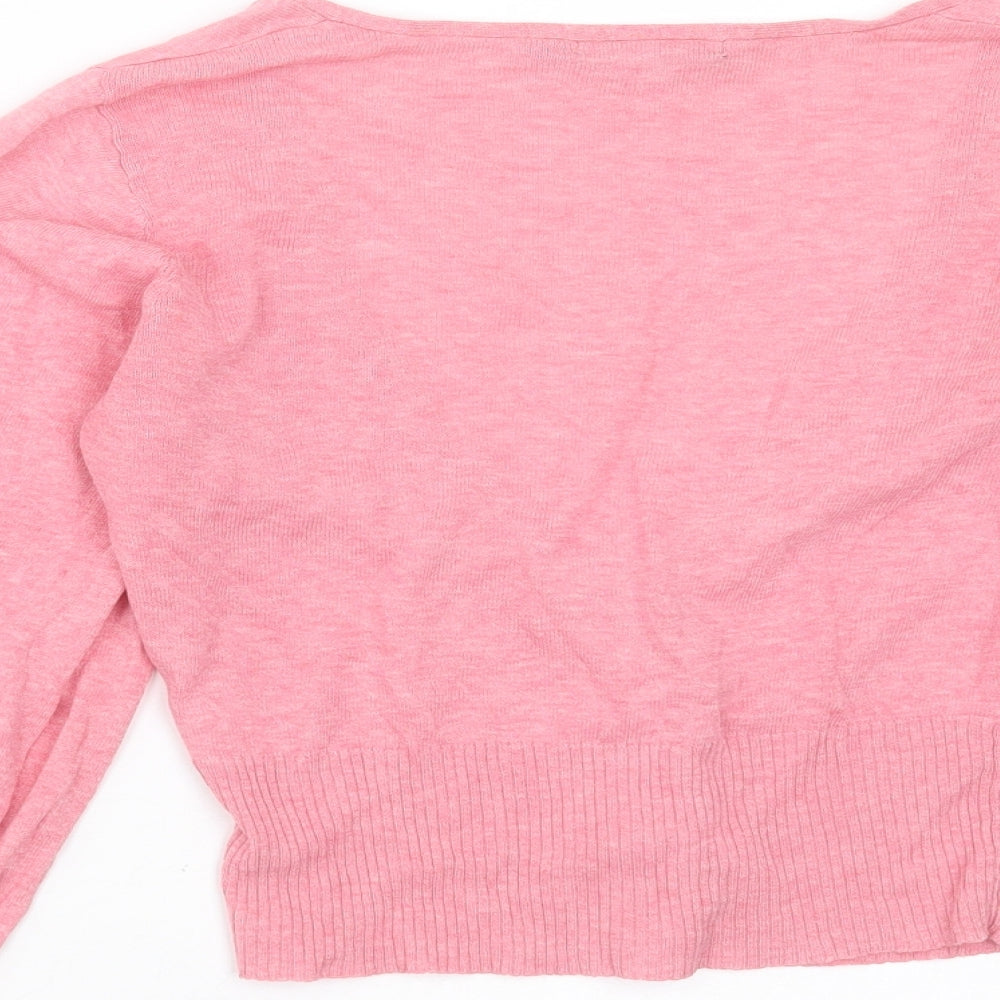 Primark Womens Pink V-Neck  Cotton Cardigan Jumper Size 8