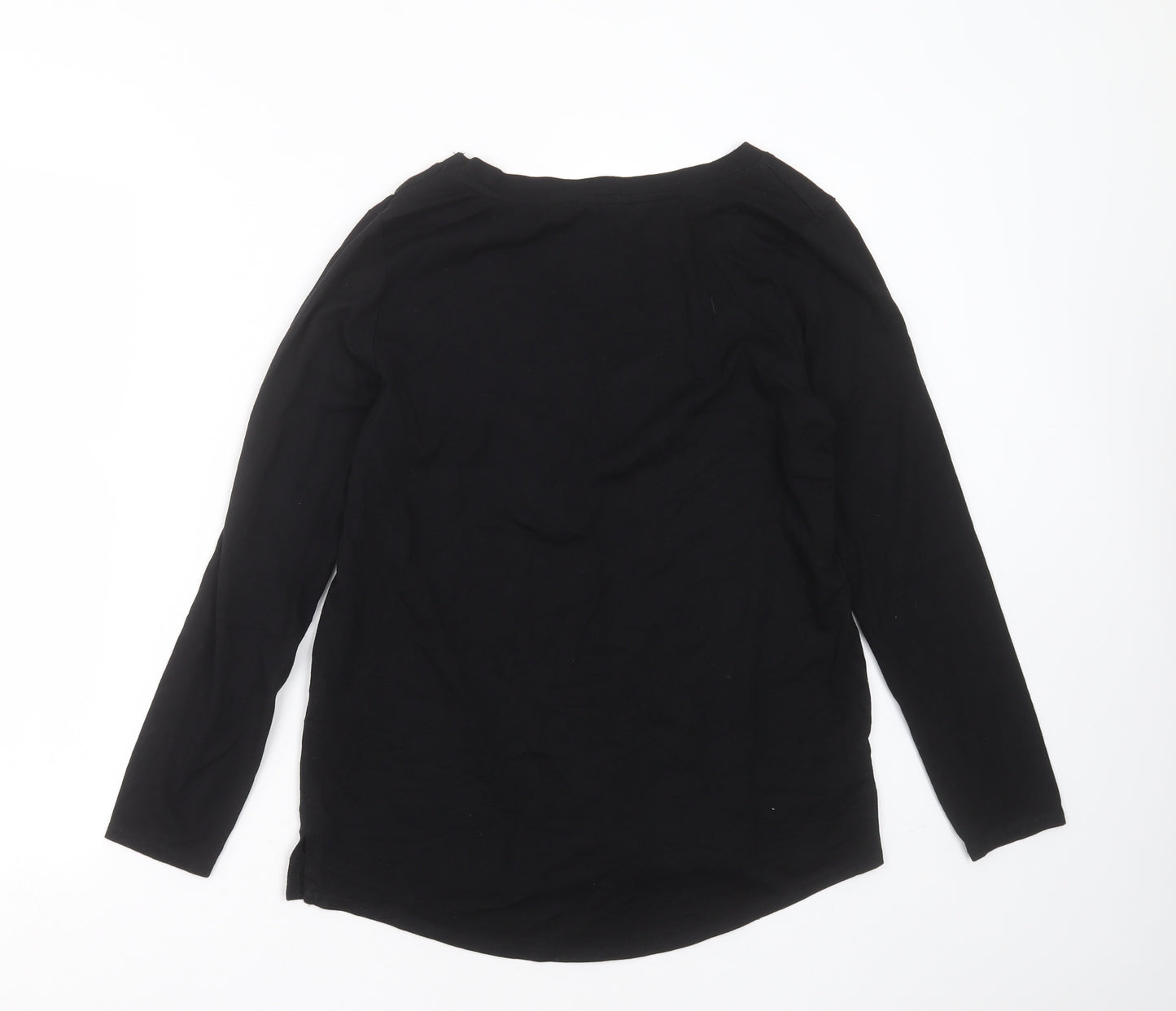 George Womens Black  Cotton Basic T-Shirt Size 10 V-Neck