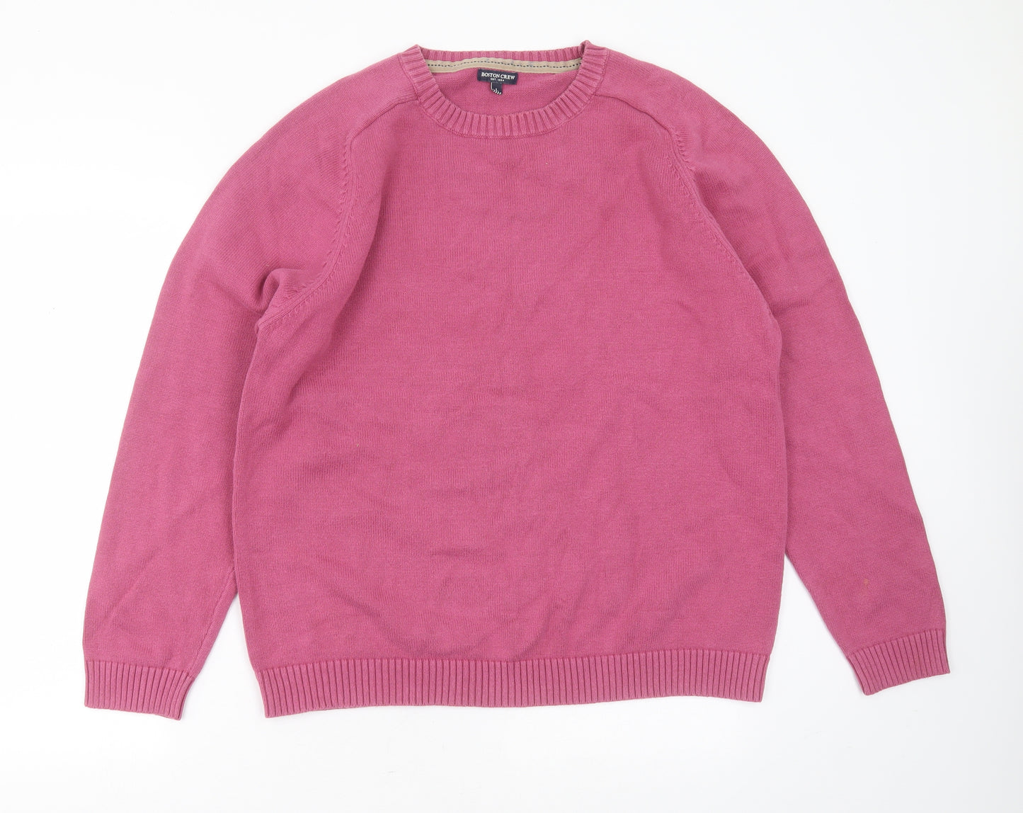 BOSTON CREW Mens Purple Round Neck  Cotton Pullover Jumper Size L