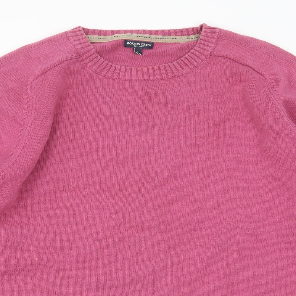 BOSTON CREW Mens Purple Round Neck  Cotton Pullover Jumper Size L