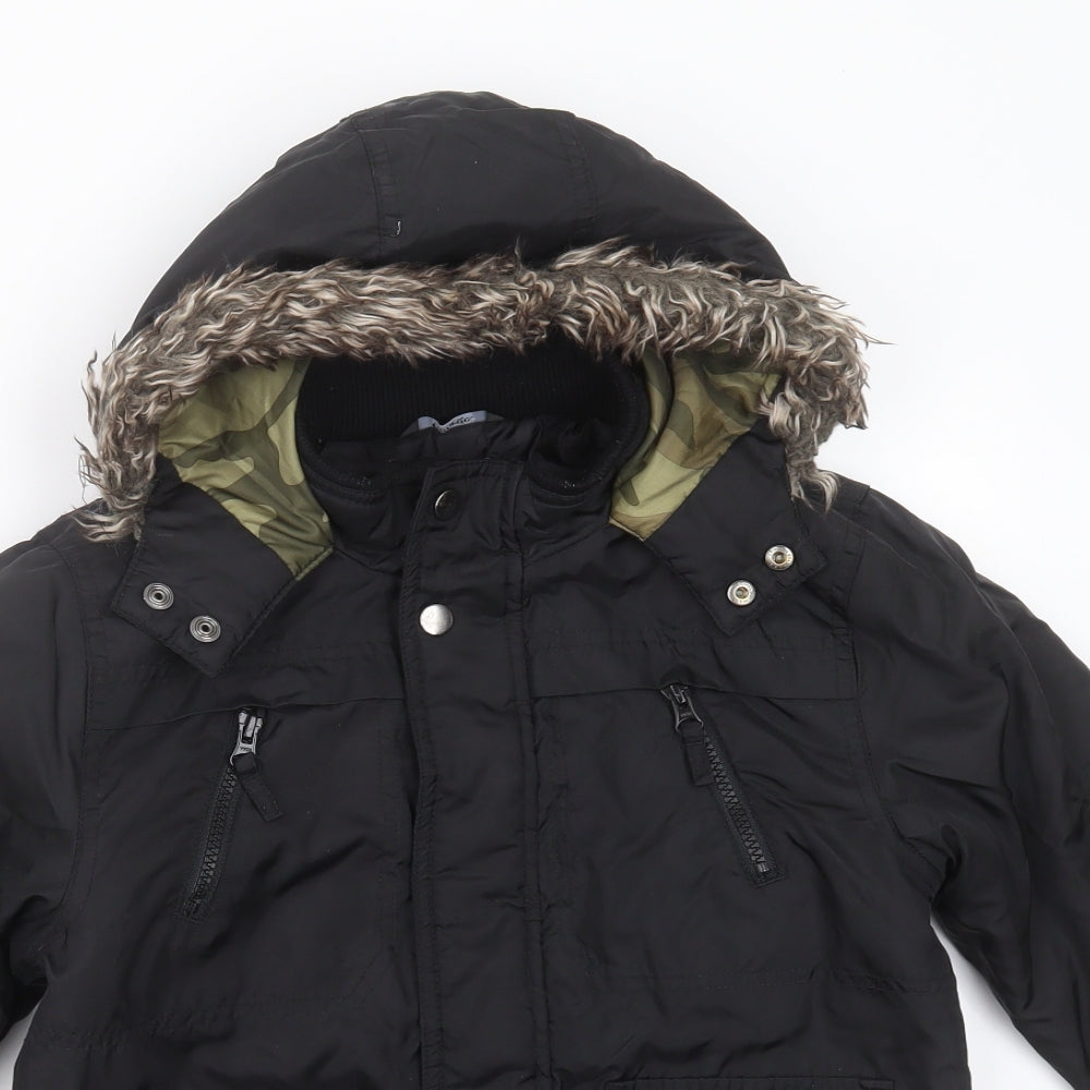 George Boys Black   Parka Jacket Size 6-7 Years  Zip