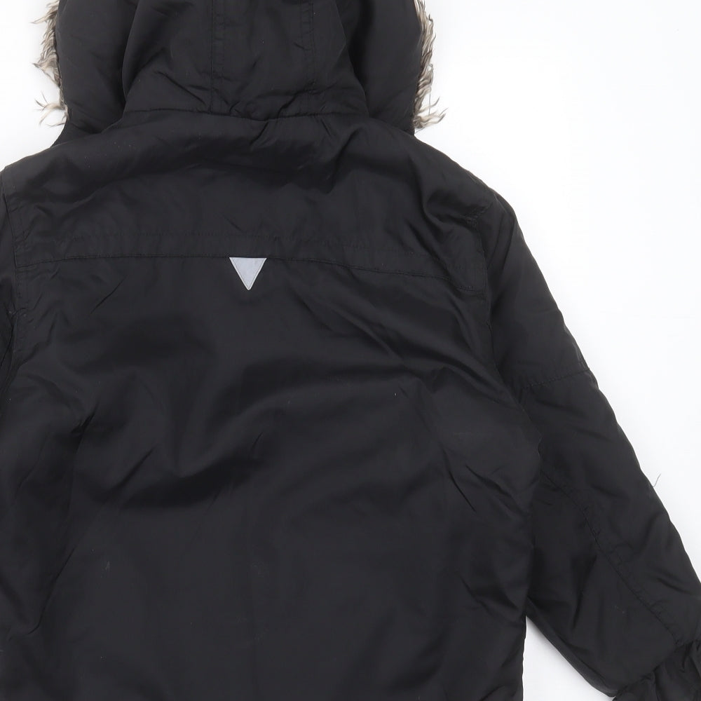 George Boys Black   Parka Jacket Size 6-7 Years  Zip