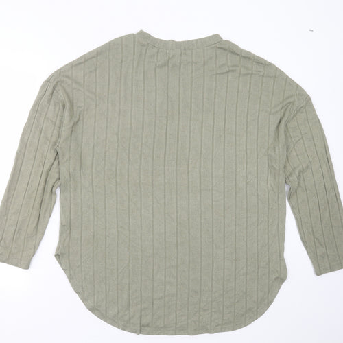 Primark Womens Green Round Neck Striped Viscose Pullover Jumper Size M
