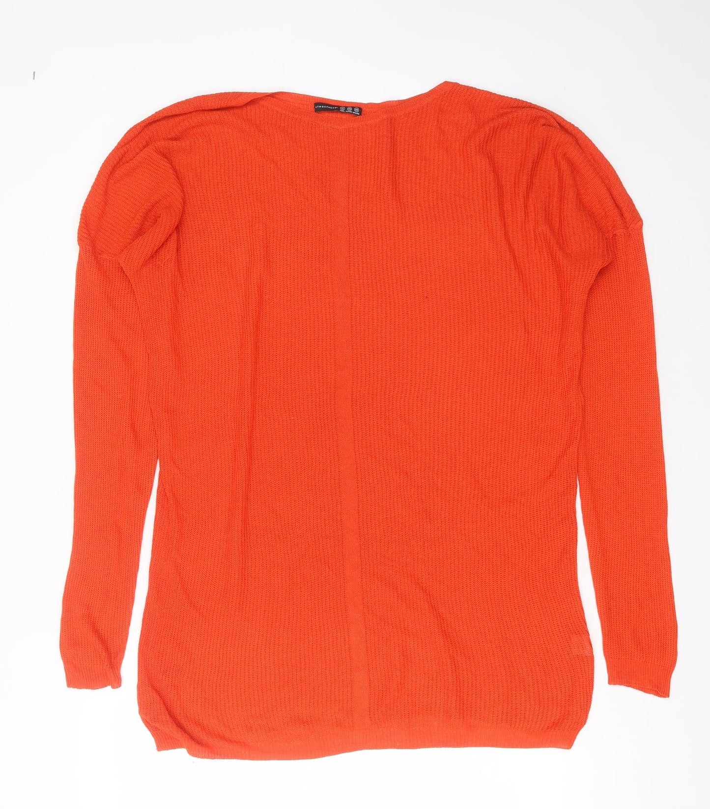 Primark Womens Orange Round Neck Striped Acrylic Pullover Jumper Size 12